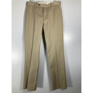 Roundtree & Yorke Mens Khaki Pants Straight Fit Flat Front 30 x 30 Tan